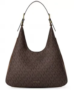 Большая сумка-хобо через плечо Nolita Michael Kors, коричневый/бежевый