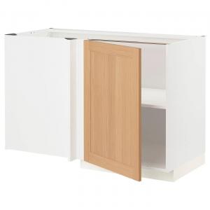 Угловой шкаф с полкой METOD IKEA, 128x68x80 см, цвет white/vedhamn oak