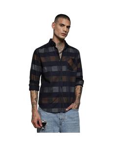 Мужская рубашка в клетку серого и оливково-зеленого цвета для стрелкового клуба Campus Sutra, Blue