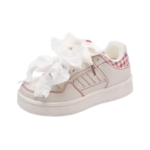 JimiXiong Женские скейтерские кроссовки бежево-красные, цвет Beige Red