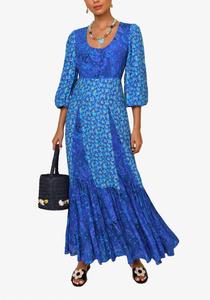 Вирджиния, макси-платье с цветочным принтом в кобальтово-синем цвете Rixo