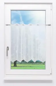 Штора для кафе LYSEL - цветок со стразами (Ш x В) 240 см * 60 см, зеленая/разноцветная Lysel