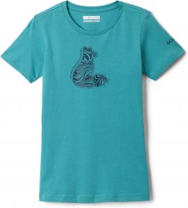 Футболка с короткими рукавами и принтом «Mission Lake» от Columbia Girls, Teal/Foxy Swirl