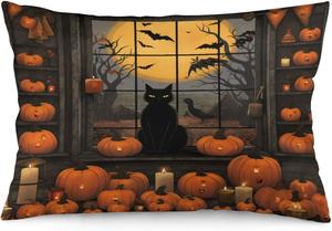 MaSiledy Чехол на подушку с принтом тыквы и черного кота для Хэллоуина Pattern-4