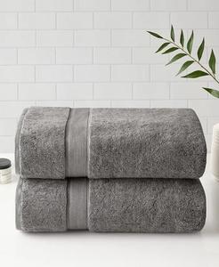 Банное полотенце Madison Park Signature махровое из хлопка 2 шт, серый