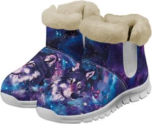 Женские зимние ботинки chaqlin Wolf Snow, высокие до щиколотки, модные, с мягким флисовым утеплителем, уютные с плоским каблуком, легкие, повседневные, для работы, прогулок и походов, Galaxy Butterfly Wolf