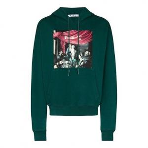Толстовка fw20 caravaggio loose hooded pullover men green Off-White, зеленый