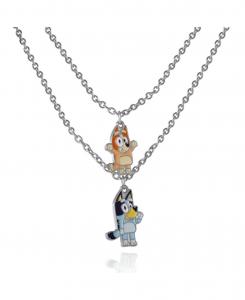 Колье с многослойным кулоном "Бинго" - серебристый цвет - украшение с изображением детского персонажа Bluey, Silver