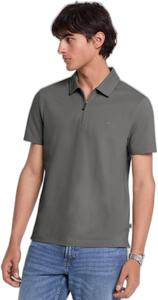 Michael Kors мужская облегающая пике короткий рукав молния поло, Charcoal Melange
