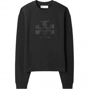 Tory Burch Женская толстовка, черная, с круглым вырезом, средней и стандартной длины