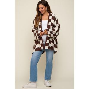 Кардиган oversize в клетку для беременных Pinkblush, Brown