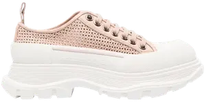 Кроссовки Alexander McQueen Wmns Deck Plimsoll 'Rose Gold Raffia', кремовый