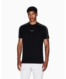 Футболка с коротким рукавом из хлопкового пике с логотипом ARMANI EXCHANGE, черный