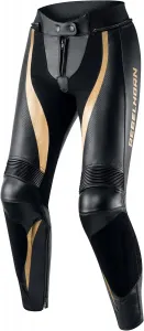 Мотоциклетные брюки REBELHORN Rebel для женщин, кожаные, с защитой коленей и бедер, сменными наколенниками, перфорированными вставками, размеры до 46, Black/Gold