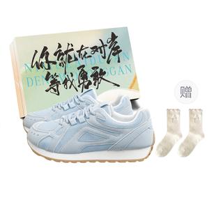 JimiXiong Дышащие женские скейтерские кеды низкие небесно-голубые с коробкой и носками в подарок, цвет Sky Blue+Box+Gift Socks