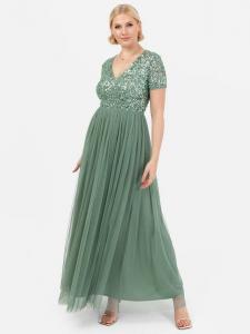 Макси-платье с v-образным вырезом и блестками Maya Deluxe, цвет Deep Mint