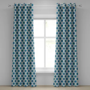 Штора на люверсах ABAKUHAUS в восточном стиле, с завитками в ближневосточном стиле и экзотическими мотивами в стиле арабесок, декоративная двухпанельная штора, 280 см x 175 см, цвет: фиолетово-голубой кокос