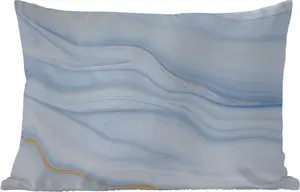 Подушка для улицы - Мрамор - Волна - Синий - Узор - Мраморный вид - Пастель - 50 x 30 см - Устойчива к атмосферным воздействиям - Подушка для отдыха - Подушка для дивана - Украшение для гостиной MuchoWow