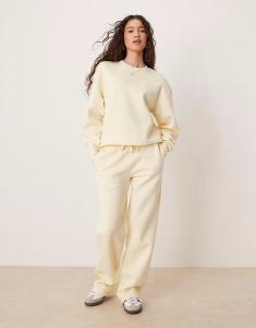 Комбинируемые брюки-джоггеры прямого кроя и молока Gina Tricot, светло-кремовый