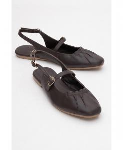 Женские кожаные сандалии Britney с закрытым носком Forever & Always Shoes, Brown leather