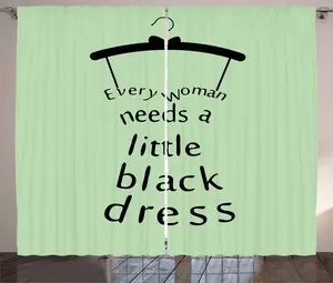 Цитата ABAKUHAUS: Штора в деревенском стиле, Маленькое черное платье, Универсальные ленточные шторы для гостиной с петлями и крючками, 280 х 225 см, Светло-зеленый с черным Abakuhaus