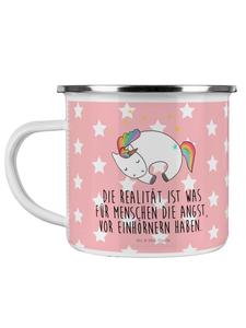 Эмалированная кружка Ночь единорога с надписью пастельно-красного цвета Mr. & Mrs. Panda