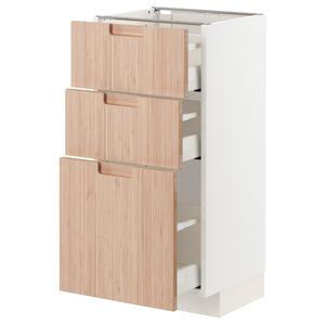 Тумба под шкаф с 3 выдвижными ящиками, белая/светлый бамбук Fröjered, 40x37 см IKEA Metod / Maximera