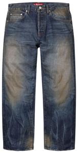 Джинсы Supreme Distressed Loose Fit Selvedge Jean цвета «выстиранный индиго»