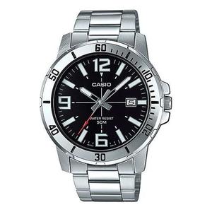 Часы CASIO Stainless Steel Strap Mens SilverBlack Analog, черный