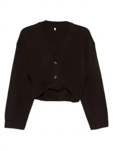 Укороченный кардиган на пуговицах R13, коричневый