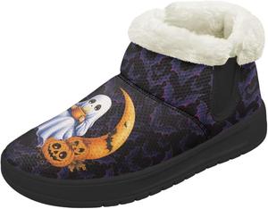 Женские мини-сапоги на платформе, зимние ботинки до щиколотки с уютной меховой стелькой, легкая подошва с антискользящим эффектом Chririnla, Spooky Ghost