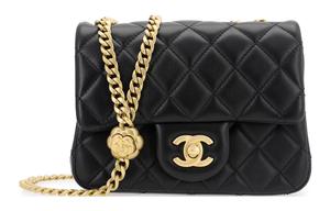 Мини-сумка-клатч из овчины квадратная на цепочке, через плечо, кроссбоди мини женская черная CHANEL