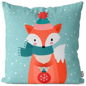 VOID Merry Christmas Fox Animal Чехлы для подушек Полиэстер Водонепроницаемая подушка для улицы и дома Размер: 80 x 80 см