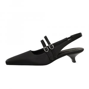 Туфли на высоком каблуке с расклешенным каблуком для женщин QITUMAUL, Black[Heel Height 3Cm]