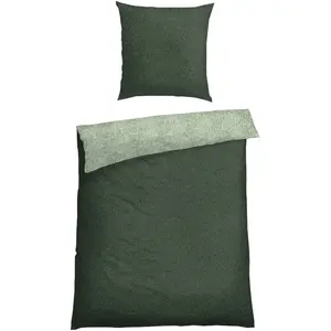 Двустороннее постельное белье Schiesser «Винни» из мягкого хлопка с элегантным меланжевым эффектом, сертифицировано MADE IN GREEN от OEKO-TEX, зеленый