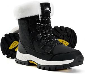 Женские зимние сапоги Alicegana Winter Snow: водонепроницаемые утепленные с искусственным мехом, теплые и удобные, средние по голенище, для улицы, Black