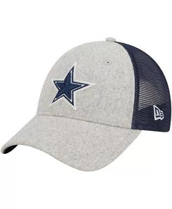 Мужская кепка Heather Grey, Navy Dallas Cowboys Pop Trucker 9FORTY Adjustable New Era