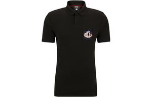 Футболка поло из хлопкового пике X NFL с совместным брендингом Мужская черная HUGO BOSS