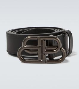 Кожаный ремень bb Balenciaga, черный