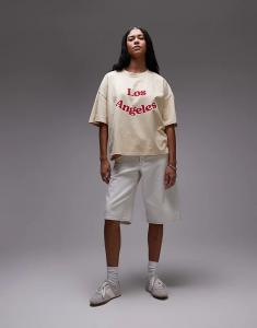 Футболка Topshop с графическим принтом LA в цвете «камень»