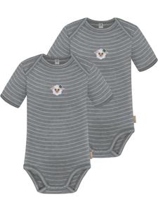 Normani Outdoor Sports Комплект из 2 детских боди с короткими рукавами из мериносовой шерсти, цвет Тауранга, серая полоска