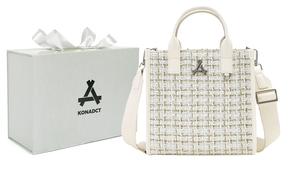 KONADCT Искусственная кожаная сумка-шоппер через плечо унисекс среднего размера черная, White Box