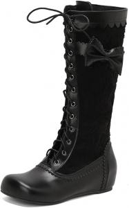 Женские повседневные короткие сапоги LYYSKY с шнуровкой до середины голени. Пожалуйста, ознакомьтесь с таблицей размеров и описанием продукта. Размеры: US4-US17/EU34-EU50, Black(Pu)