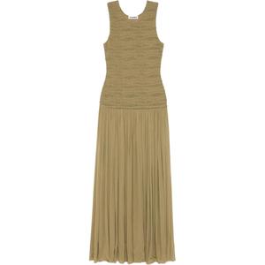 Креповое платье макси без рукавов JIL SANDER, хаки