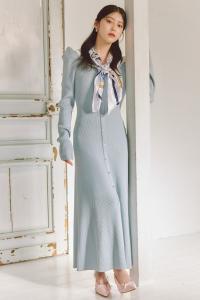 Вязаное платье «Русалка» с шарфом Rienda, цвет L/Blu1