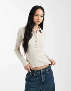 Кремовый верх с длинными рукавами и воротником ASOS DESIGN