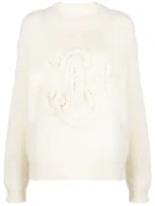 Вязаный джемпер с вышитым логотипом JIL SANDER, белый