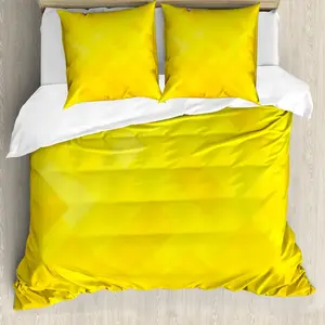 Пододеяльник ABAKUHAUS, желтый, с современным ромбовидным узором, с защитой от клещей, подходит для аллергиков, с наволочками, 155 см x 220 см - 80 x 80 см, цвет "Желтые бархатцы" Abakuhaus