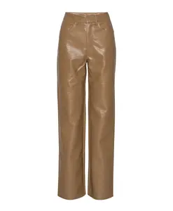 Стильные фактурные прямые брюки Rotate Birger Christensen, коричневый