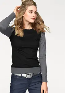 Вязаный свитер AJC с рукавами и манжетами контрастного цвета, серый